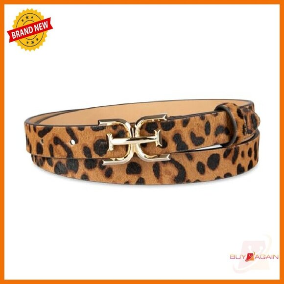 Skinny Logo Buckle Belt Adjustable Loop Fashion Trouser Accessory
